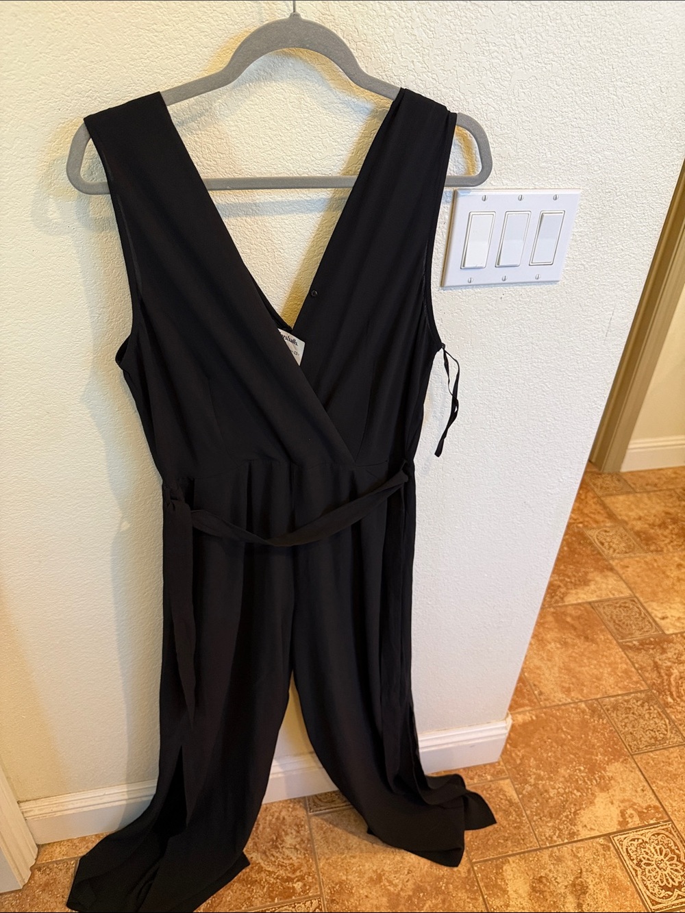 Monteau Black Sleeveless Wrap Jumpsuit